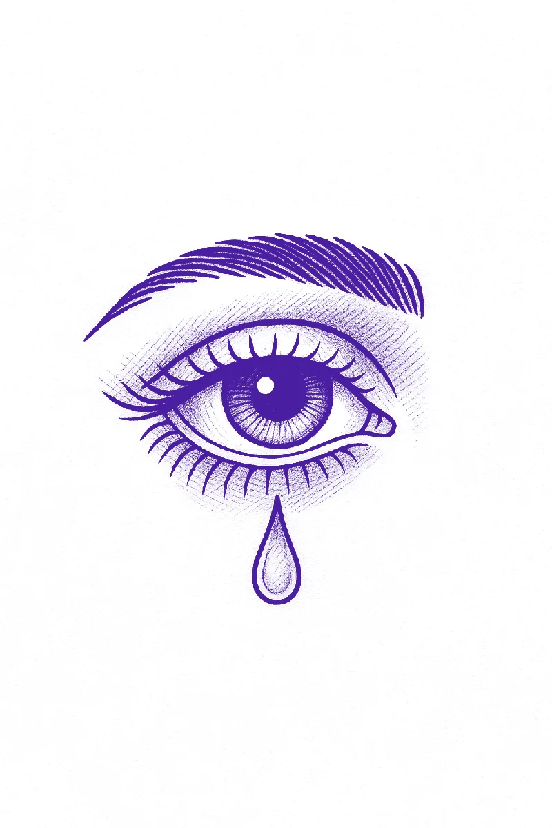 Realistic eye with a tear tattoo stencil
