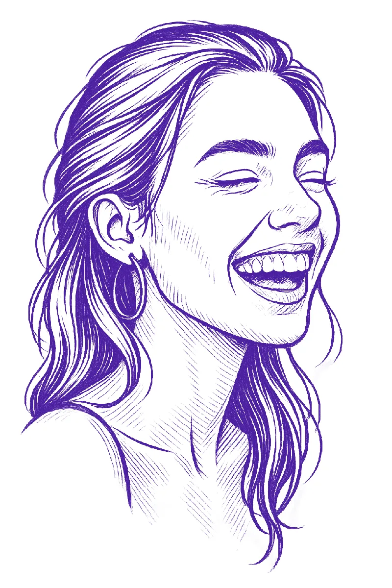 Laughing woman portrait tattoo stencil