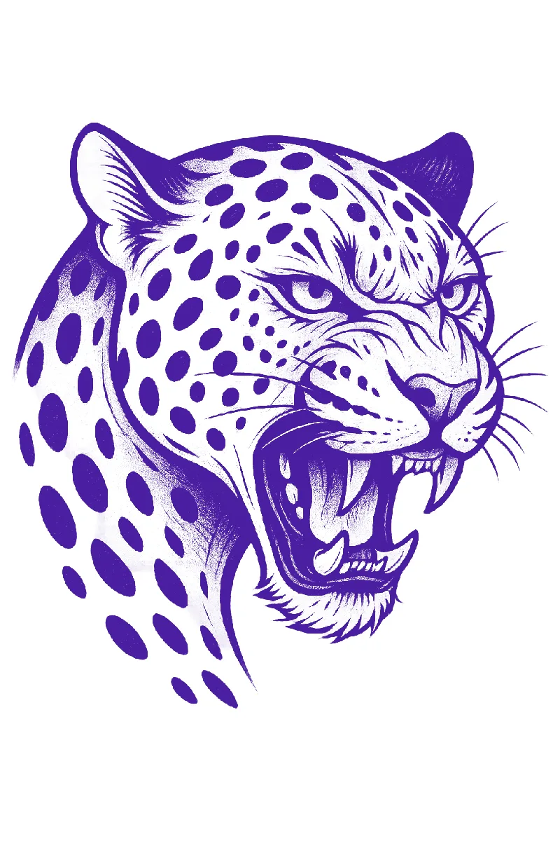 Snarling leopard tattoo stencil