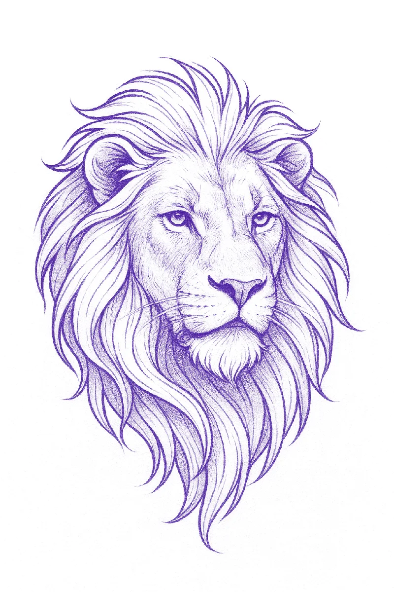 Lion portrait tattoo stencil