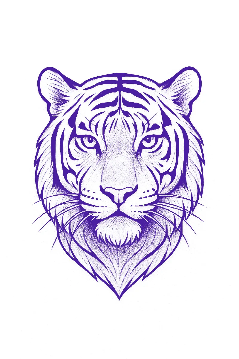Tiger portrait tattoo stencil