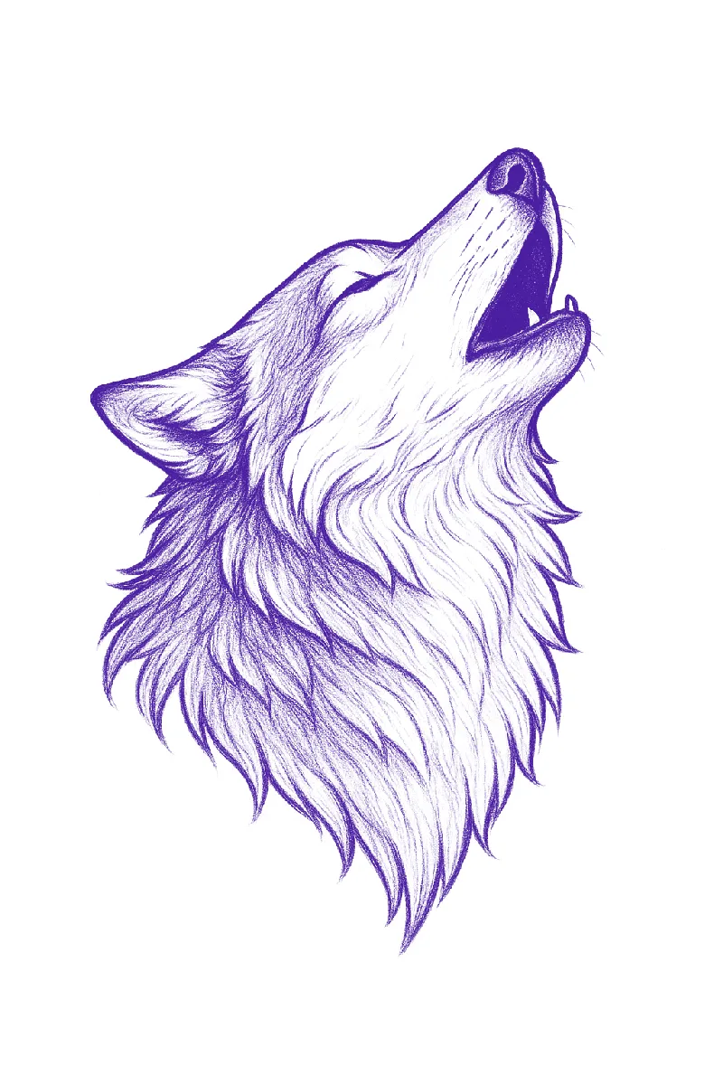 Howling wolf tattoo stencil